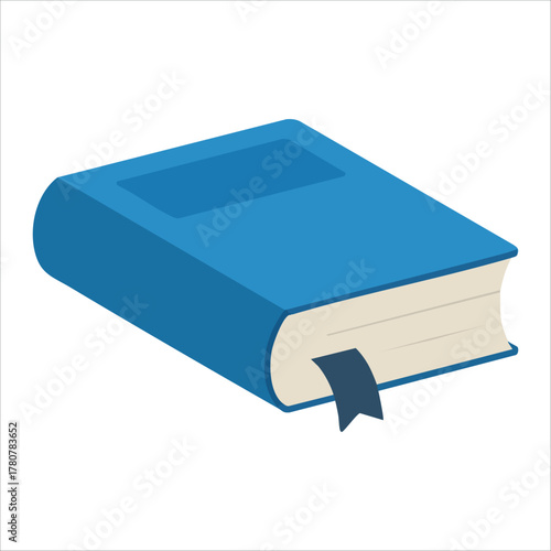 hardcover textbook with silk bookmark ribbon protruding from pages vector art isolated on white background