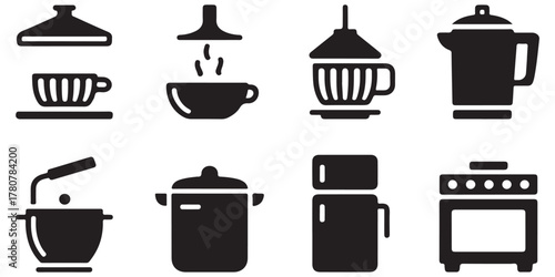 kitchen utensil and appliance silhouettes 