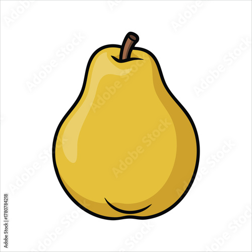 fresh quince fruit with fuzzy skin vector art isolated on white background