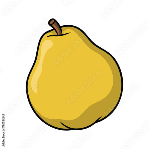 fresh quince fruit with fuzzy skin vector art isolated on white background