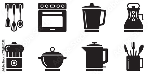 kitchen utensil and appliance silhouettes 