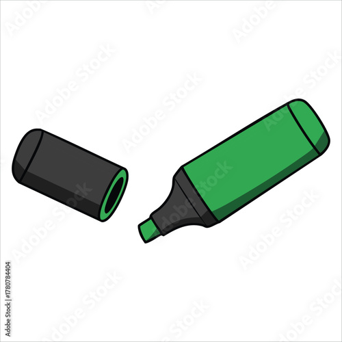 permanent marker top view with cap and barrel vector art isolated on white background