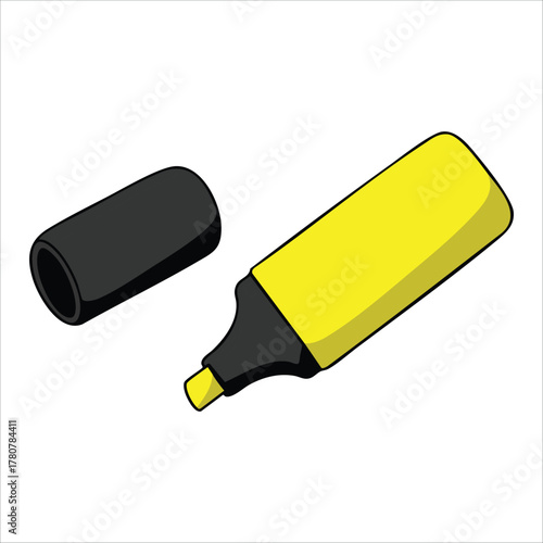 permanent marker top view with cap and barrel vector art isolated on white background