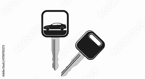A detailed vector illustration of modern and classic automobile keys for vehicle ignition and security