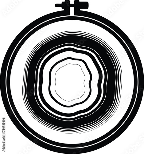 Black and white embroidery hoop artwork design great for crafts and decoration