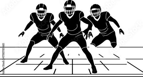 American Football Players in Action Silhouette