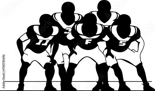 American Football Players in Action Silhouette