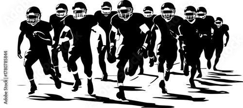 American Football Players in Action Silhouette
