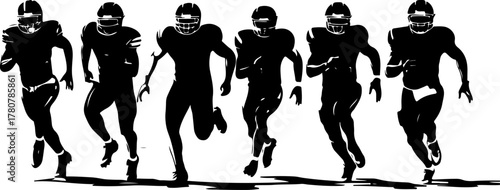 American Football Players in Action Silhouette