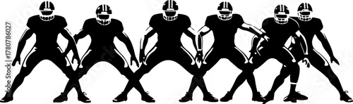 American Football Players in Action Silhouette