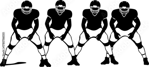 American Football Players in Action Silhouette