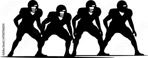 American Football Players in Action Silhouette