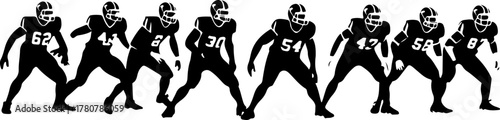 American Football Players in Action Silhouette