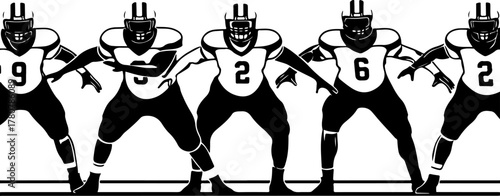 American Football Players in Action Silhouette
