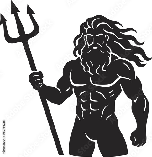 vector illustration of Greek God Poseidon with Trident