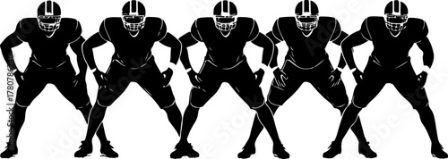 American Football Players in Action Silhouette