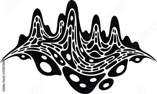 Abstract Black and White Fractal Design Showing Interconnectedness and Complex Systems with Organic Shapes