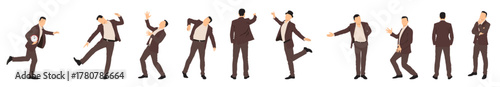 Vector illustration of a businessman jumping, running, celebrating the success.