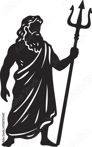 vector illustration of Greek God Poseidon with Trident