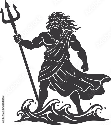 vector illustration of Greek God Poseidon with Trident