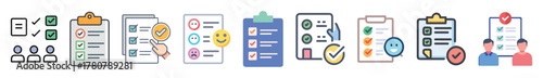 Checklist and Task Management Icons Set – To Do List, Survey, Planning, and Productivity Vector Illustration