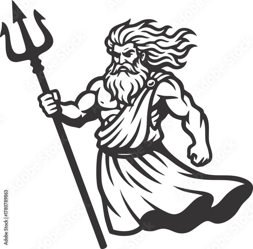 vector illustration of Greek God Poseidon with Trident