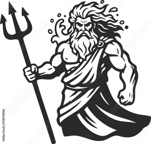 vector illustration of Greek God Poseidon with Trident
