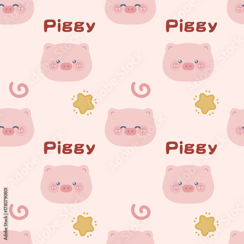 Cute Pink Piglet Seamless Pattern