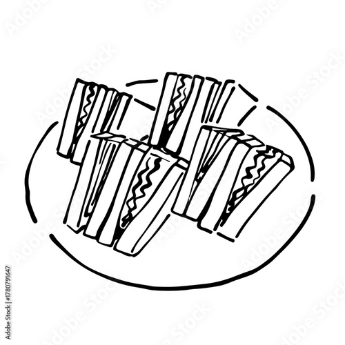 サンドウィッチの線画イラスト