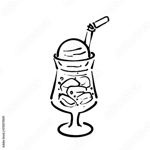 クリームソーダの線画イラスト