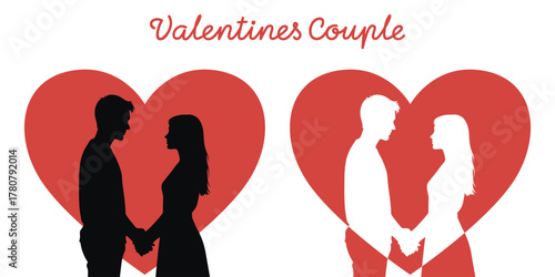 Silhouette of a valentines couple holding hands