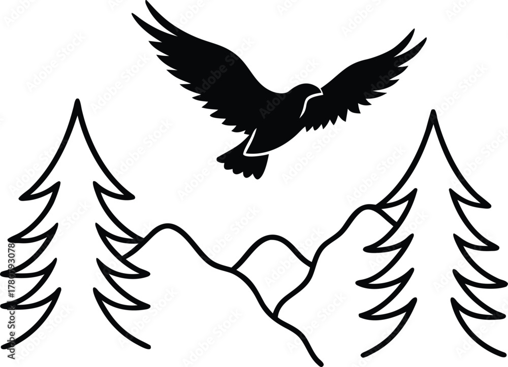 Obraz premium vector illustration of an eagle