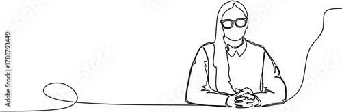 Continuous line drawing. A bussines woman. Vector illustration