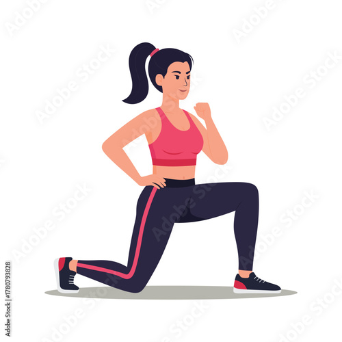 Woman doing lunges, exercising for fitness