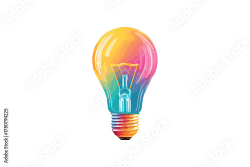 Colorful light bulb design for creative thinking and innovation. Colorful vector