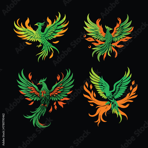 Illustration of decorative fabulous birds