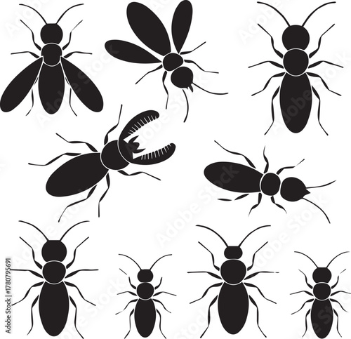 Termite Silhouettes Vector Set