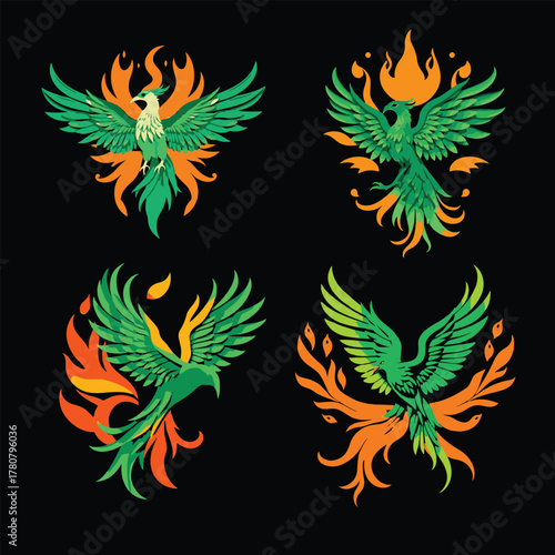 Illustration of decorative fabulous birds