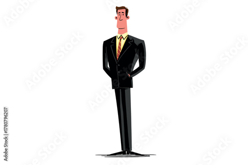 Stylish businessman in suit with confident posture for presentations. Colorful vector