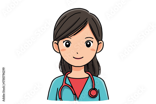Friendly healthcare professional presenting expertise and care. Colorful vector