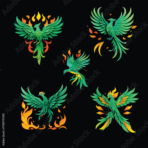 Illustration of decorative fabulous birds