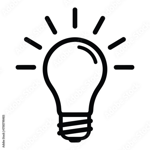 Light bulb icon with radiating lines symbolizing an idea or innovation