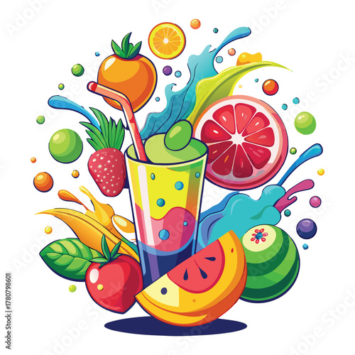 Colorful Fresh Fruit Juice Splash