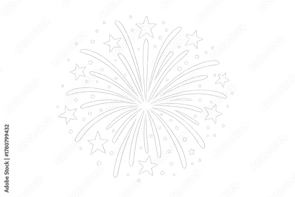 Obraz premium Fireworks explosion icon with stars on transparent background, symbolizing celebration, party, and festive event