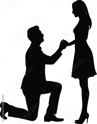 silhouettes of people, including a couple walking