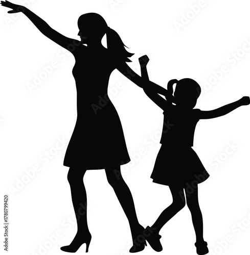 Silhouette vector illustration of dancing girl