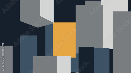 Geometric Cityscape Abstract Urban Scene with Cubist Architecture