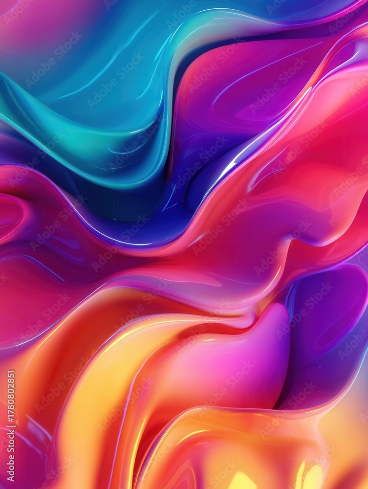 Fototapeta premium Color Abstract Background With Flowing Fluid Shapes, Waves, and Colorful Gradients Art