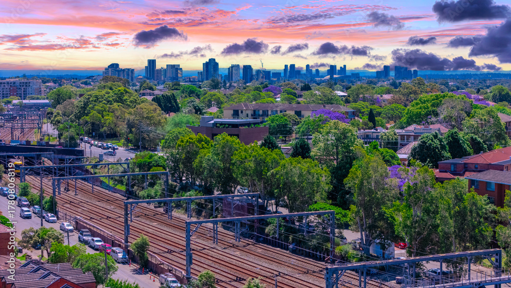 Φωτογραφία Panorama Drone Aerial view of Summer Hill Lewisham Ashfield of Suburban federati