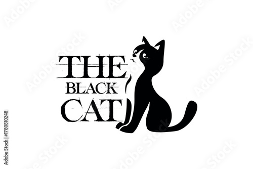 black and white cat vector design